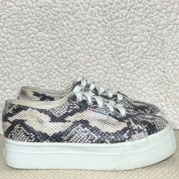 Superga Unisex Snake Print Platform Sneakers Shoes Size US Men's 5 & Womens 6.5 - Picture 1 of 11